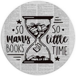 Inspirational So Many Books So Little Time Waterproof Small Round Mouse Pad 7.9x7.9 Inch,Non-Slip Rubber Base Mouse pad Decor for College Dorm Room Office Desk,Gifts for Sister, Coworker, Book Lovers