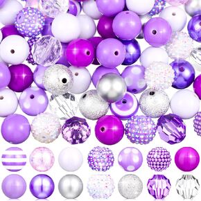 Sasylvia 100 Pcs 20 mm Bubblegum Rhinestone Beads Shine Disco Ball Plastic Chunky Loose Round Spacer Beads for Pen Jewelry Making DIY Craft Bracelet Supplies