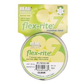 The Beadsmith Flex-Rite 7 Strand Nylon Coated, Stainless-Steel Beading Wire, Jewelry Making Supply (.018 Dia, Clear - 100 Ft)