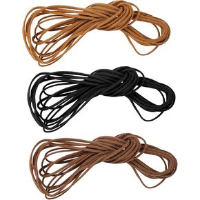 MIDELONG Faux Suede Leather Cord String Rope Thread Flat Suede Cord String Leather Lace for Jewelry Making Beading Necklace Bracelet DIY Crafts (3 Colors,3mm x 5.5 Yards)