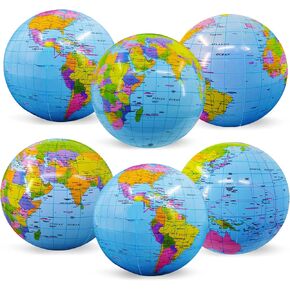 12 حزمة قابلة للنفخ Jumbo 16 "World Globe Beach Balls - ألعاب Pool Party الصيفية للشاطئ ، زينة الأطفال Luau
