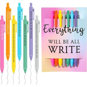 7 Pcs Inspirational Pens with Gift Card 7 Days of The Week Daily Pens Weekday Motivational Ballpoint 7 Colors for Employee Appreciation Week Staff Teacher Nurse Coworker Office Gift