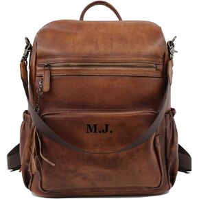 Laptop Backpack For Women,Genuine Leather Polished Bag,Convertible Shoulder Bag,Fashionable Tassel Design Travel Bag