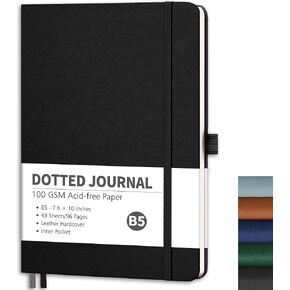 RETTACY Graph Paper Notebook, B5 Grid Notebook Journal with 96 Pages, 7.6'' × 10'', Medium Size, Leather Hardcover, 100 GSM Thick Paper, for Students, Homework, Math, Engineering (Brown)