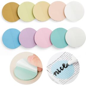 Aesthetic Round Transparent Sticky Notes, 500 Sheets Cut Circle Translucent Self-Adhesive Clear See Through Easy Post Label Bookmark Sticky Notes for Office Woman School Teacher Bible Supplies