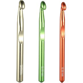 3pcs Large Crochet Hook, 15mm 12mm 10mm Aluminum Crochet Big Huge Crochet Hooks for Chunky Yarn Crochet Needles Big Standard Size Crochet Hooks