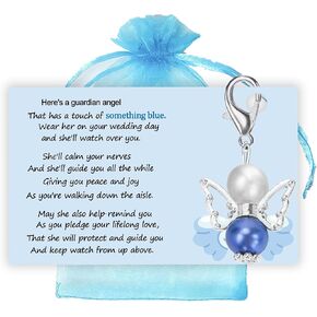MKISHINE Something Blue for Bride to Be on Wedding Gifts Card Bridal Angel Bouquet Garter Charm Gift Card for Daughter on Wedding Day, from Mom Dad Grandma Sister Friends