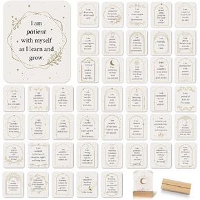 45 PCS New Mom Affirmation Cards for Post Partum/Postpartum - New Mom Essentials Gifts with Empowering Messages - Postpartum Affirmation Cards with Wooden Stand and Metal Box