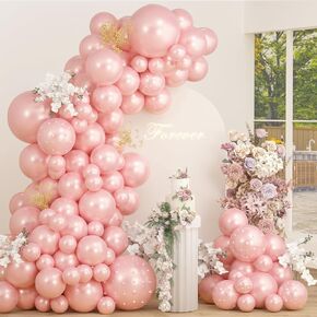 Pearl White Balloons With Pearl Stickers, 98PCS Pearl White Sand Double Stuffed Balloons Garland Arch Kit, 18/12/10/5 inch Different Size Balloons for Wedding Bridal Baby Shower Decorations