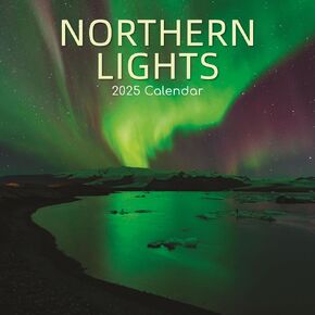 The Gifted Stationary 2025 Square Wall Calendar, Northern Lights, 16-Month Natural World Theme Hanging Calendar with 180 Reminder Stickers, Month Planner for Home, or Creative Spaces, 12x12 In