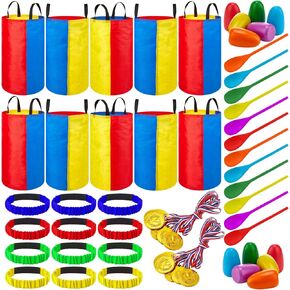 40 Pieces Potato Sack Race Bags Large Bags Outdoor Lawn Games Party Games for Kids Adults Family Backyard Party Birthday Outside Egg Spoon Race Easter(Rainbow, Oxford Fabric)