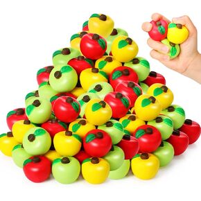 Civaner 48 Pieces Fruit Stress Ball Toys Red Green and Yellow Fruit Stress Relief Balls Fruit Fidget Stress Balls for Finger Exercise School Carnival Reward Party Favor Supplies (Classic Style)