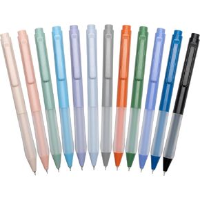 Misibao 0.7mm أقلام أقلام الحبر السوداء أقلامات قابلة للتراجع عن أقلام نقاط الكرة الصامتة (12 حزمة)