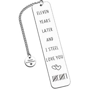 11 Year Anniversary Bookmark Gifts for Women Men Steel Anniversary Gift for Him Her Husband Wife Funny 11th Anniversary Gift for Boyfriend Girlfriend Couples Steel Wedding Gifts in Kuwait