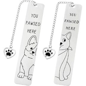 2Pcs Funny Pet Dog Paw Bookmarks, Stainless Steel Book Marks for Book Lovers Stationery Gifts for Dog Lovers Office Supplies Birthday Gifts for Your Family (SQ1151+SQ1152)