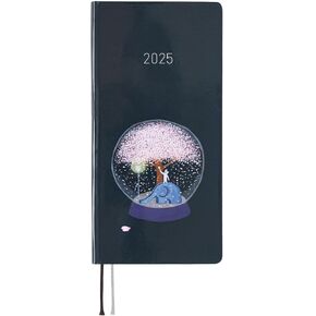Hobonichi Techo 2025 Weeks [Japanese/Tall and Slim Size/April Start/Planner] Hiroko Kubota: Night Cherry Blossom Snow Globe