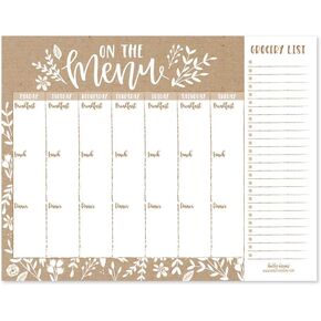 Hadley Designs - Rustic Weekly Meal Planning Calendar Grocery Shopping List Magnet Pad for Fridge, Week Diet Planner Tools Refrigerator What to Eat Dinner Notepad
