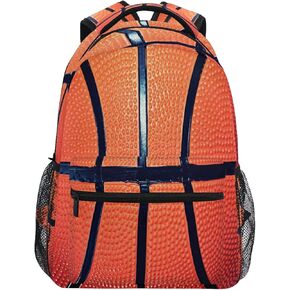 Sports Ball Basketball Texture Theme School Backpack for Teens Girls Kids Boys, Women Men Adult 15 in Laptop Backpack Casual Elementary Student College Bookbag Travel Hiking Camping Daypack