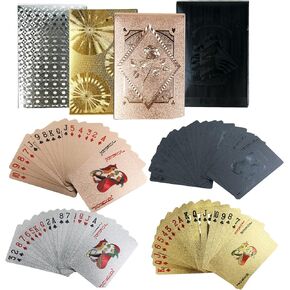 4 Decks Waterproof Playing Cards Plastic Black Rose Gold Playing Card Foil Poker Cards Themed Standard Playing Card Games for Adults Family Game Party