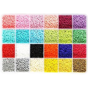 8/0 Glass Seed Beads - 7200pcs (3mm) 24 Colors Jewelry Making Kit with Storage Box, Ideal for Bracelets, Necklaces, DIY Crafts
