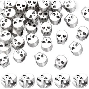 Joez Wonderful 20 Pcs Colorful Skull Beads, Macroporous Skull Charms, Small Metal Skeleton Beads, Halloween Beads for Jewelry Making, Bracelets, Necklace, DIY Crafts (0.41")