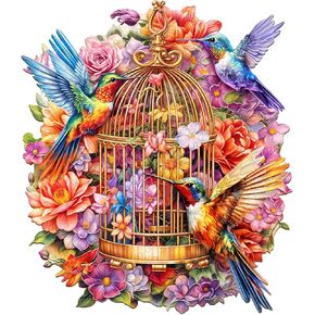 Wooden Hummingbird Puzzles - Unique Shaped Wooden Jigsaw Puzzles - Hummingbird Wooden Puzzles - Animal Wooden Puzzle Easter Creative Birthday Gifts - Puzzle Toys - 185pcs