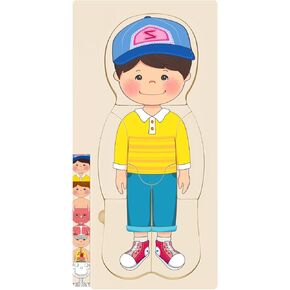 Wooden My Body Puzzle for Toddlers & Kids, Boys Montessori Anatomy Puzzle Kid Play Set, Preschool Game Learning Human Body Skeleton Toys for Kids Ages 3-5