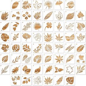 60 Pcs Small Leaf Stencil,Leaves Stencils Reusable Paint Templates for DIY Canvas Fabric Wall Art Set,Spray Paint Stencil,Plant Drawing Stencils for Painting Supplies DIY Lovers(7.62x7.62 CM)
