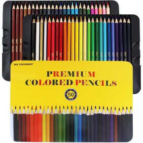 SKKSTATIONERY 50Pcs Colored Pencils, Packing in Tin, 50 Vibrant Colors, Drawing Pencils for Sketch, Arts, Coloring Books