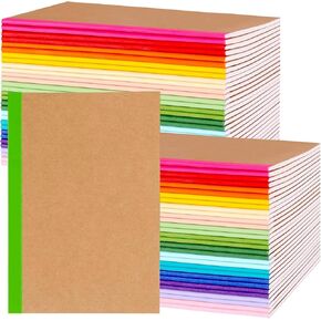 50 Pack A5 Lined Kraft Notebook Journals 8.3x5.5 In，Travel Journals Notebooks Bulk，College Ruled Subject Notebooks 34 Sheets 68 Pages for Writing School Office Supplies (Lined-50 Pack)