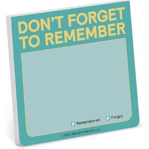 1-Count Knock Knock Don't Forget to Remember Sticky Note Pad, to Do List Notes, 3 x 3-Inches, 100 Sheets Each