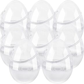 8 Pack 10 Inch Giant Clear Easter Egg with Handles Jumbo Empty Easter Egg DIY Blank Easter Egg Plastic Surprise Eggs for Easter Party Supplies