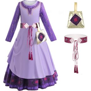 Hellet Girls Costume Dress Cosplay Outfits Kids Purple Princess Dress Up Halloween Christmas Party