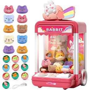 Bear Kids Claw Machine, Mini Candy Vending Grabber, Prize Dispenser Toys for Girls and Boys, Electronic Claw Game Machine for Party Birthdays with Lights Sound, Includes 10 Plush and 10 Mini Toys in Kuwait