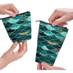 Swono Mermaid Scale حامل قلم رصاص جميل مقياس سمكة تيل دافعة قلم رصاص منظم القلم رصاص كيس ماكياج هدية