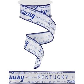 Craig Bachman 1.5' Kentucky Printed Ribbon 10 Yard - 100% Polyester, Blue, Kentucky Print, Multiple Occasions