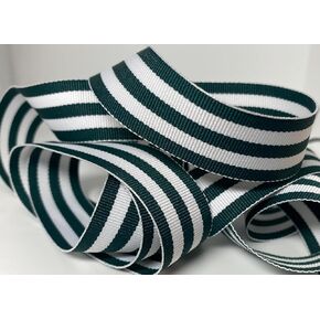 Striped Ribbon - *Hunter Green and White Stripes* 7/8" Wide - 10 Yards - for Holiday Crafts and Bows!