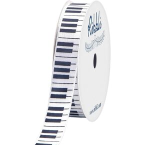 Ribbli Satin Piano Keys Craft Ribbon,5/8-Inch x 10-Yard,White/Black,Use for Gift Wrapping,Party Decoration,All Crafting and Sewing