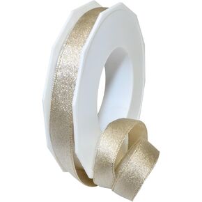 Morex Ribbon 67915/20-104 Glitter Satin Polyester Ribbon, 5/8" by 22 yd, Gold