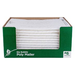 Duck Brand #6 Big Bubble Poly Mailer, White, 12.5 inch x 18 inch, 12 Pack