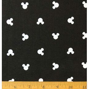 1 Yard - Mini Mickey Mouse Ears Dot Tossed on Black Cotton Fabric - Officially Licensed (Great for Quilting, Sewing, Craft Projects, Throw Blankets & More) 1 Yard X 44"