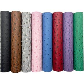 8 Pcs Ostrich Faux Leather Fabric, 8x12 Inch Embossed Synthetic Crafts Fabric for Leather Keychains Purse Wallets Jewelry Making