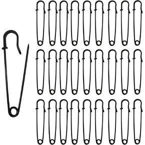 Safety Pins (Upgraded), 2" Large Safety Pins 50 PCS for Clothes Leather Canvas Blankets Crafts Skirts Kilts, Large Safety Pin Heavy Duty Safety Pins (Black)