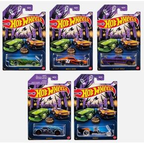 Hot Wheels 2024 HW 24 Halloween Series - Set of 5 Cars - Street Shaker Muscle Bound Barbaric Madfast Tooned Chevy Impala 1964