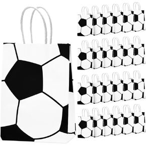 Leezmark 25 PCS Soccer Party Forme الأكياس ، وأكياس هدايا الحفلات تحت عنوان كرة القدم مع مقابض ، وأكياس الهدايا الورقية كرة القدم ، حقائب الصالح ، تعامل مع حقائب الحلوى للأطفال.