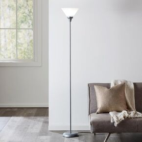 Litex Industries: Torchiere Floor Lamp in Grey Metallic with White Shade