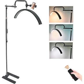 Eyelash LED Floor Light, Adjustable Brightness Warm to Cool Half Moon Lamp for Lash Extension, Lash Lighting for Beauty, Skincare, Lashes, Eyebrows, Filming Content Creation