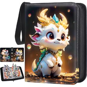 Card Binder For Pokemon Cards 4-pocket 400 Pockets Card Holder.With 50 Removable Sleeves.Trading Card Binder Album Book Case for TGC MTG Cards Collectors.Boys Girls Toys Gift(Black)