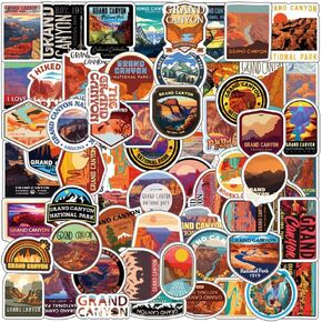 62Pcs Crand Canyon National Park Stickers Pack, Aesthetic Vinyl Waterproof Sticker Decals for Water Bottle,Laptop,Phone,Skateboard,Scrapbooking,Bumper decor for Kids Teens Adults Fans for Party Supply