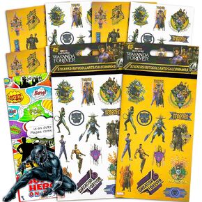 Marvel Black Panther Stickers Party Supplies Pack ~ Over 120 Black Panther Stickers Bundle with Separately Licensed Door Hanger (8 Black Panther Party Favors Sticker Sheets)